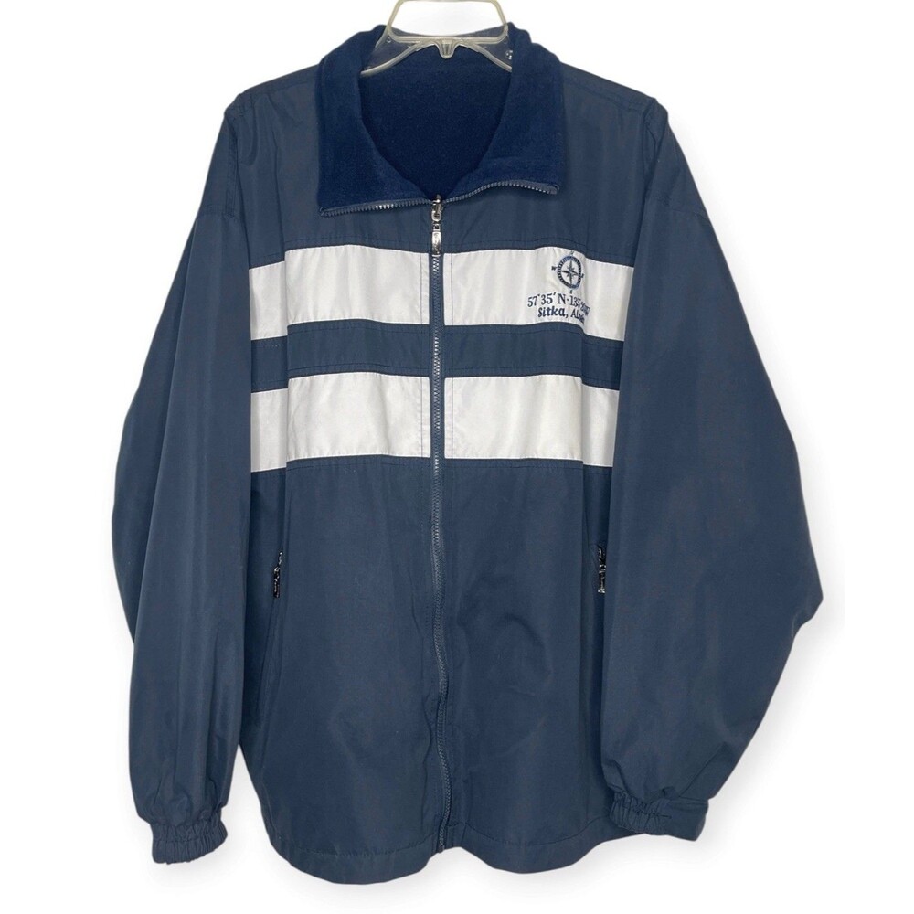 Vtg Cheneral Stika Alaska Full Zip Jacket Navy White Coat Reversible Long Lat